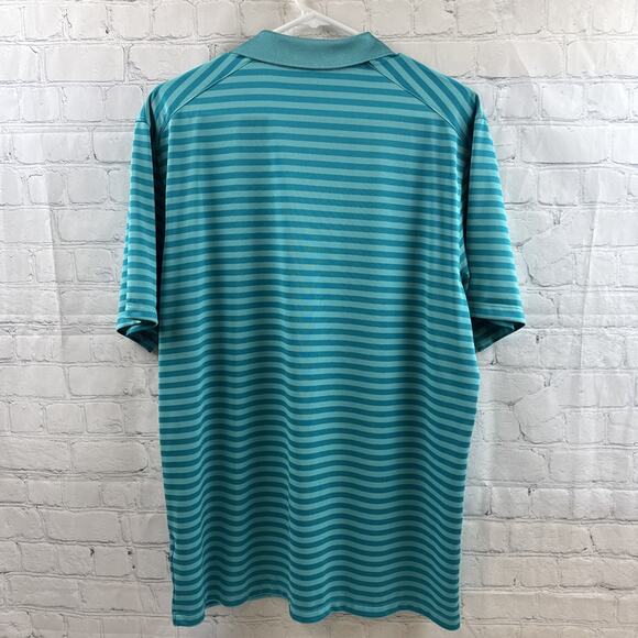 Nike Dri-Fit Blue Teal Striped Polo Shirt Size Large Men’s - Picture 5 of 10
